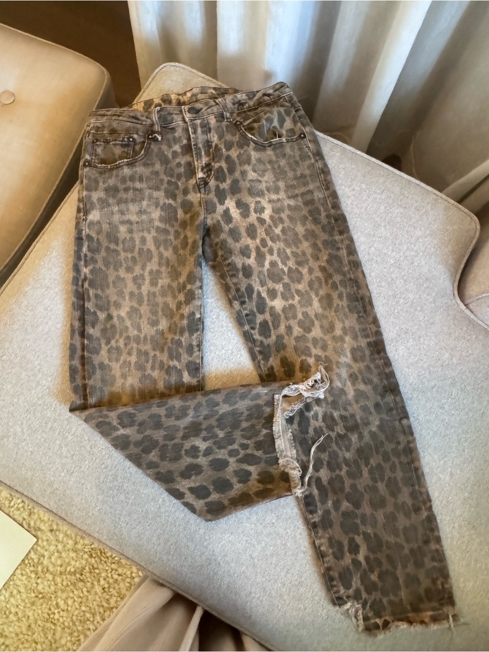 R13 Leopard-Print “Boy Straight” Jeans with distressed hem-29